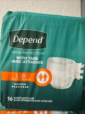 Depend Fresh Protection Women's men Incontinence Briefs Tabs LARGE 16 count